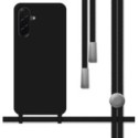 Funda Silicona Líquida con Cordón para Samsung Galaxy A56 5G color Negra