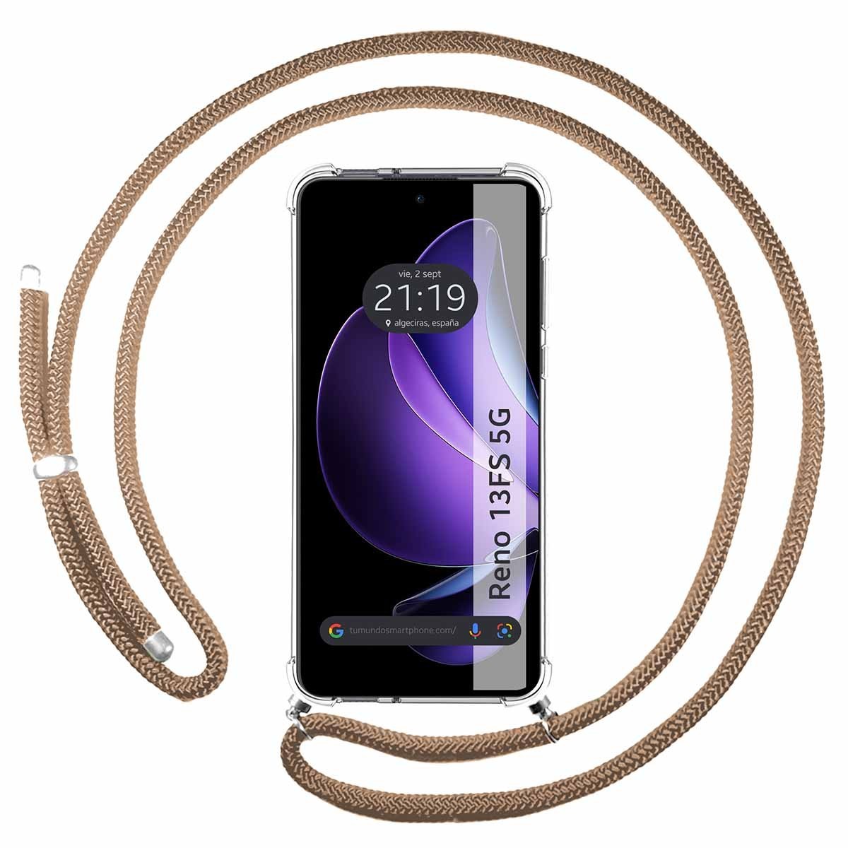 Funda Colgante Transparente para Oppo Reno 13FS 4G / 13 FS 5G con Cordon Camel