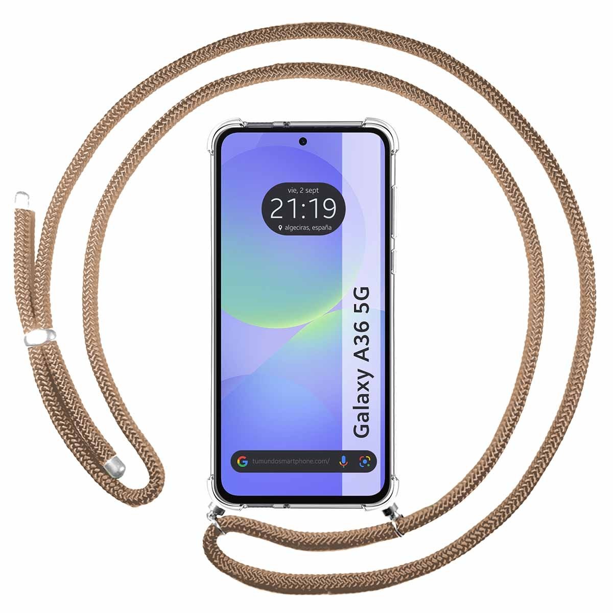 Funda Colgante Transparente para Samsung Galaxy A56 5G con Cordon Camel