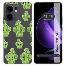Funda Silicona Transparente para Oppo Reno 13F 4G / 13 F 5G diseño Cactus Dibujos