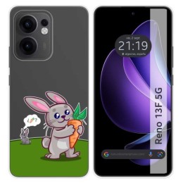 Funda Silicona Transparente para Oppo Reno 13F 4G / 13 F 5G diseño Conejo Dibujos