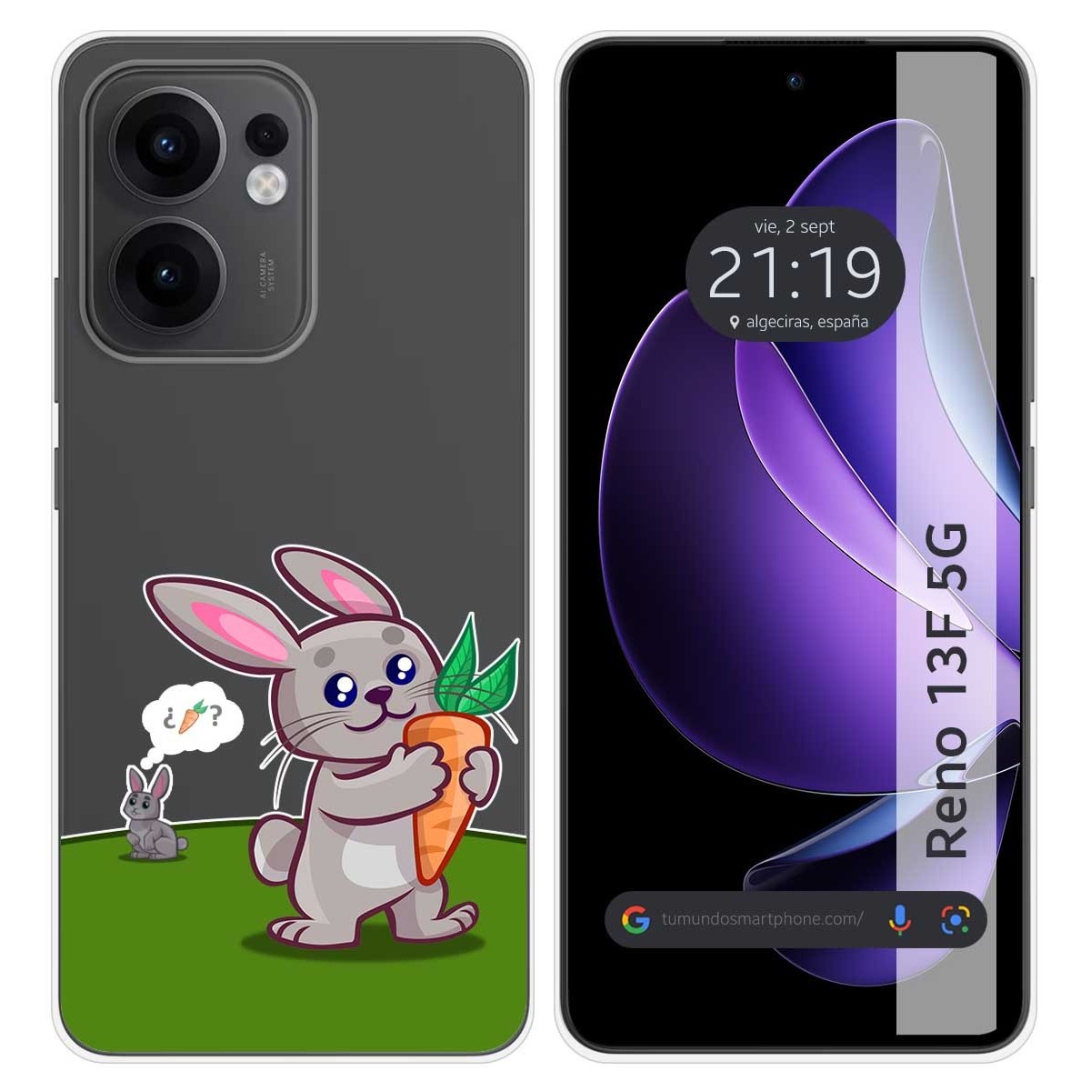 Funda Silicona Transparente para Oppo Reno 13F 4G / 13 F 5G diseño Conejo Dibujos