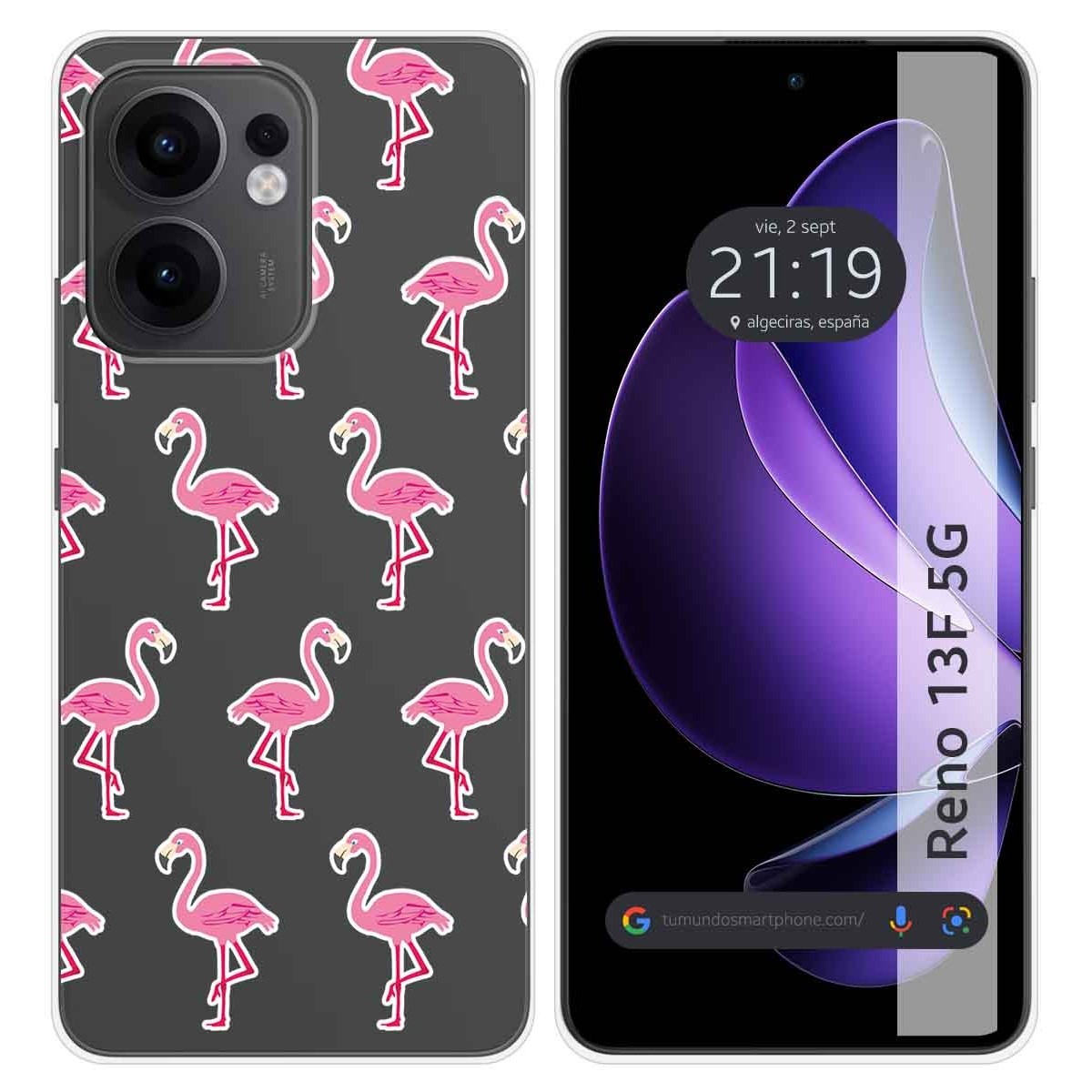Funda Silicona Transparente para Oppo Reno 13F 4G / 13 F 5G diseño Flamenco Dibujos