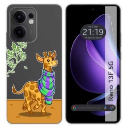 Funda Silicona Transparente para Oppo Reno 13F 4G / 13 F 5G diseño Jirafa Dibujos
