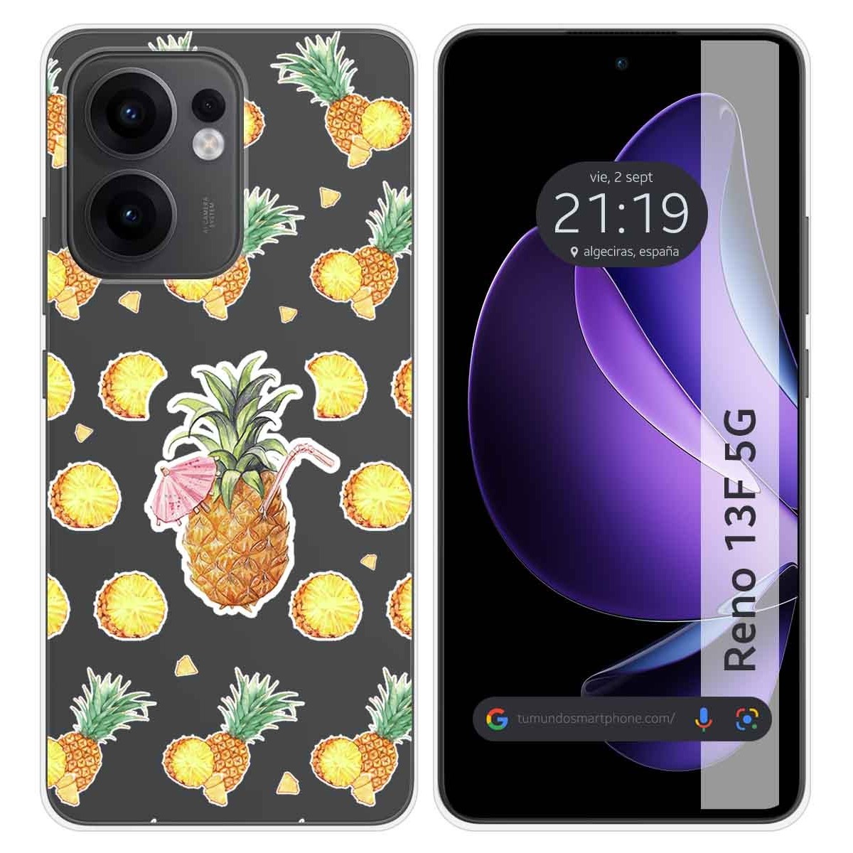 Funda Silicona Transparente para Oppo Reno 13F 4G / 13 F 5G diseño Piña Dibujos