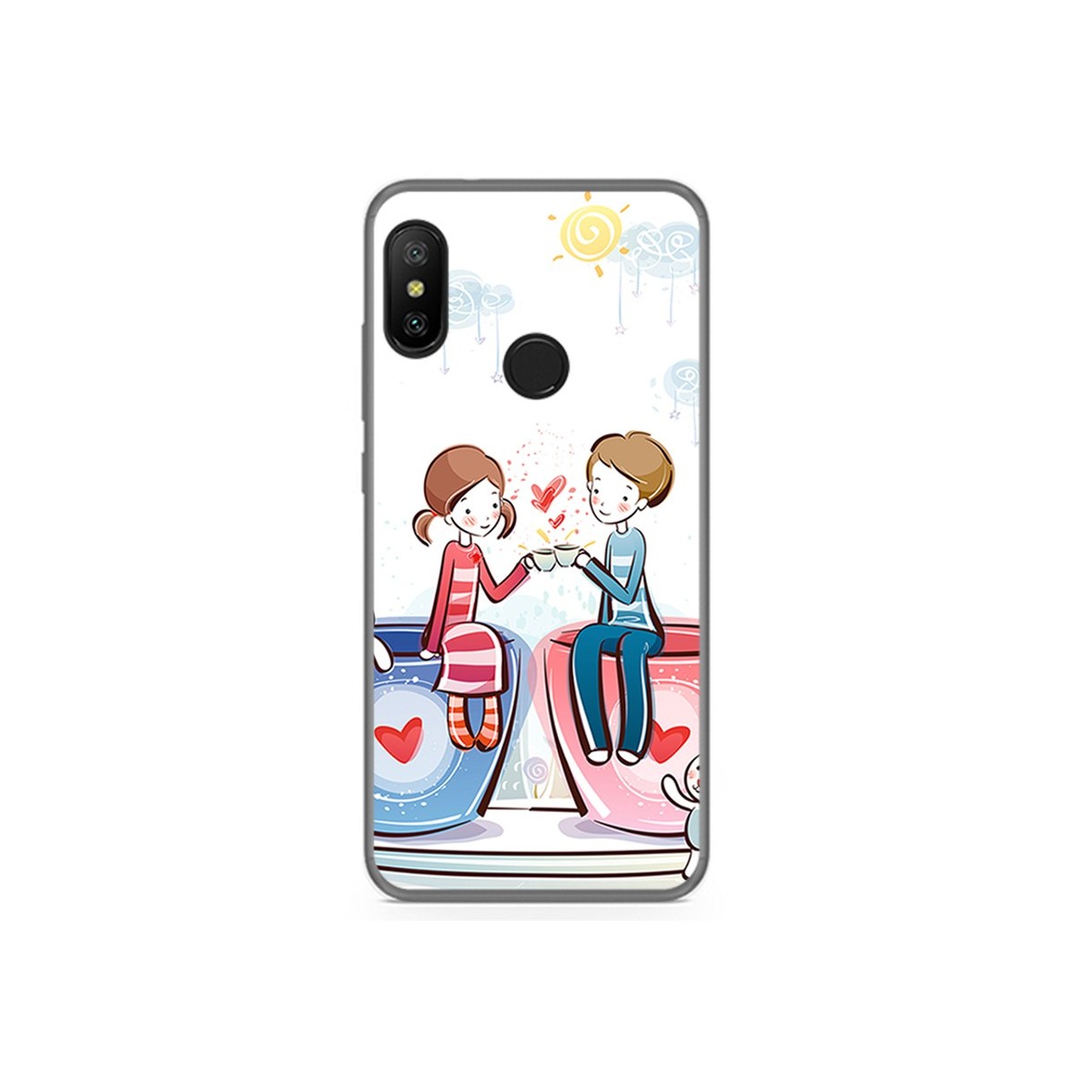 Funda Gel Tpu para Xiaomi Redmi 6 Pro / Mi A2 Lite Diseño Cafe Dibujos