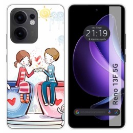 Funda Silicona para Oppo Reno 13F 4G / 13 F 5G diseño Café Dibujos