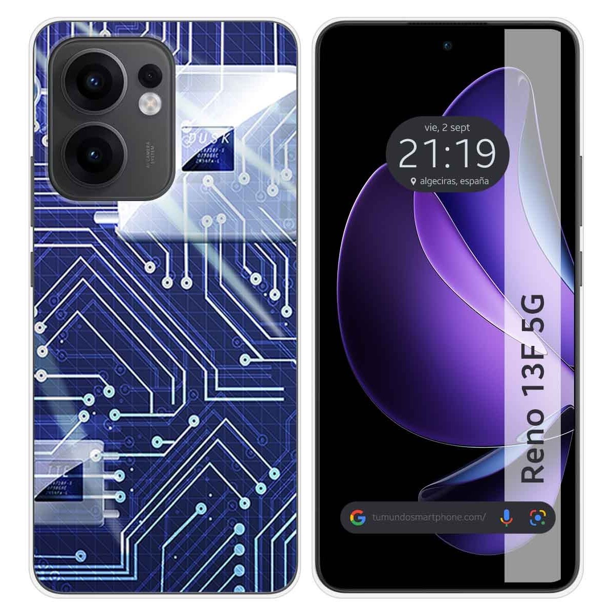 Funda Silicona para Oppo Reno 13F 4G / 13 F 5G diseño Circuito Dibujos
