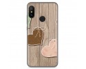 Funda Gel Tpu para Xiaomi Redmi 6 Pro / Mi A2 Lite Diseño Corazones Madera Dibujos