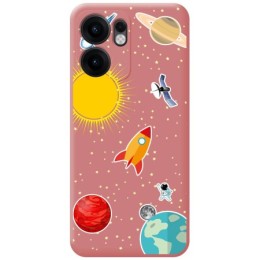 Funda Silicona Líquida Rosa para Oppo Reno 13F 4G / 13 F 5G diseño Espacio Dibujos