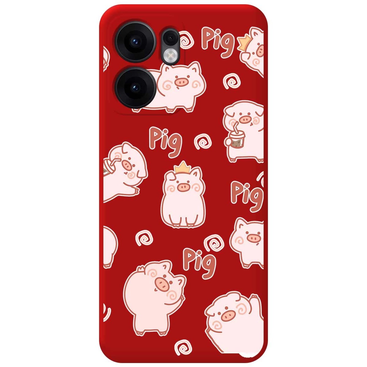 Funda Silicona Líquida Roja para Oppo Reno 13F 4G / 13 F 5G diseño Cerdos Dibujos
