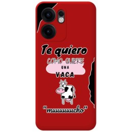 Funda Silicona Líquida Roja para Oppo Reno 13F 4G / 13 F 5G diseño Vaca Dibujos