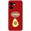Funda Silicona Líquida Roja para Oppo Reno 13F 4G / 13 F 5G diseño Vegan Life Dibujos