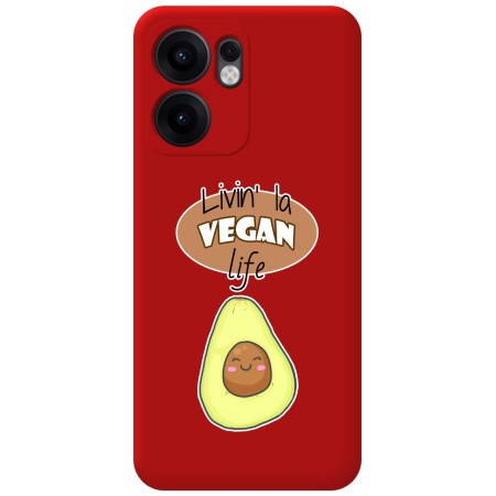 Funda Silicona Líquida Roja para Oppo Reno 13F 4G / 13 F 5G diseño Vegan Life Dibujos