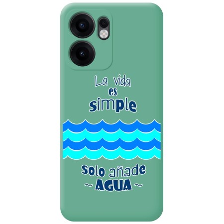Funda Silicona Líquida Verde para Oppo Reno 13F 4G / 13 F 5G diseño Agua Dibujos