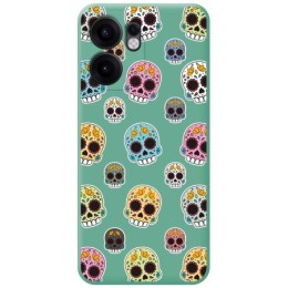 Funda Silicona Líquida Verde para Oppo Reno 13F 4G / 13 F 5G diseño Catrina Dibujos
