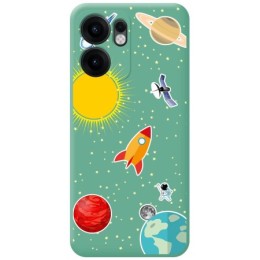 Funda Silicona Líquida Verde para Oppo Reno 13F 4G / 13 F 5G diseño Espacio Dibujos
