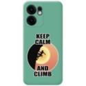 Funda Silicona Líquida Verde para Oppo Reno 13F 4G / 13 F 5G diseño Mujer Escalada Dibujos