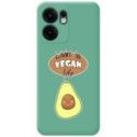 Funda Silicona Líquida Verde para Oppo Reno 13F 4G / 13 F 5G diseño Vegan Life Dibujos