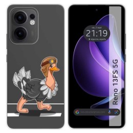 Funda Silicona Transparente para Oppo Reno 13FS 4G / 13 FS 5G diseño Avestruz Dibujos