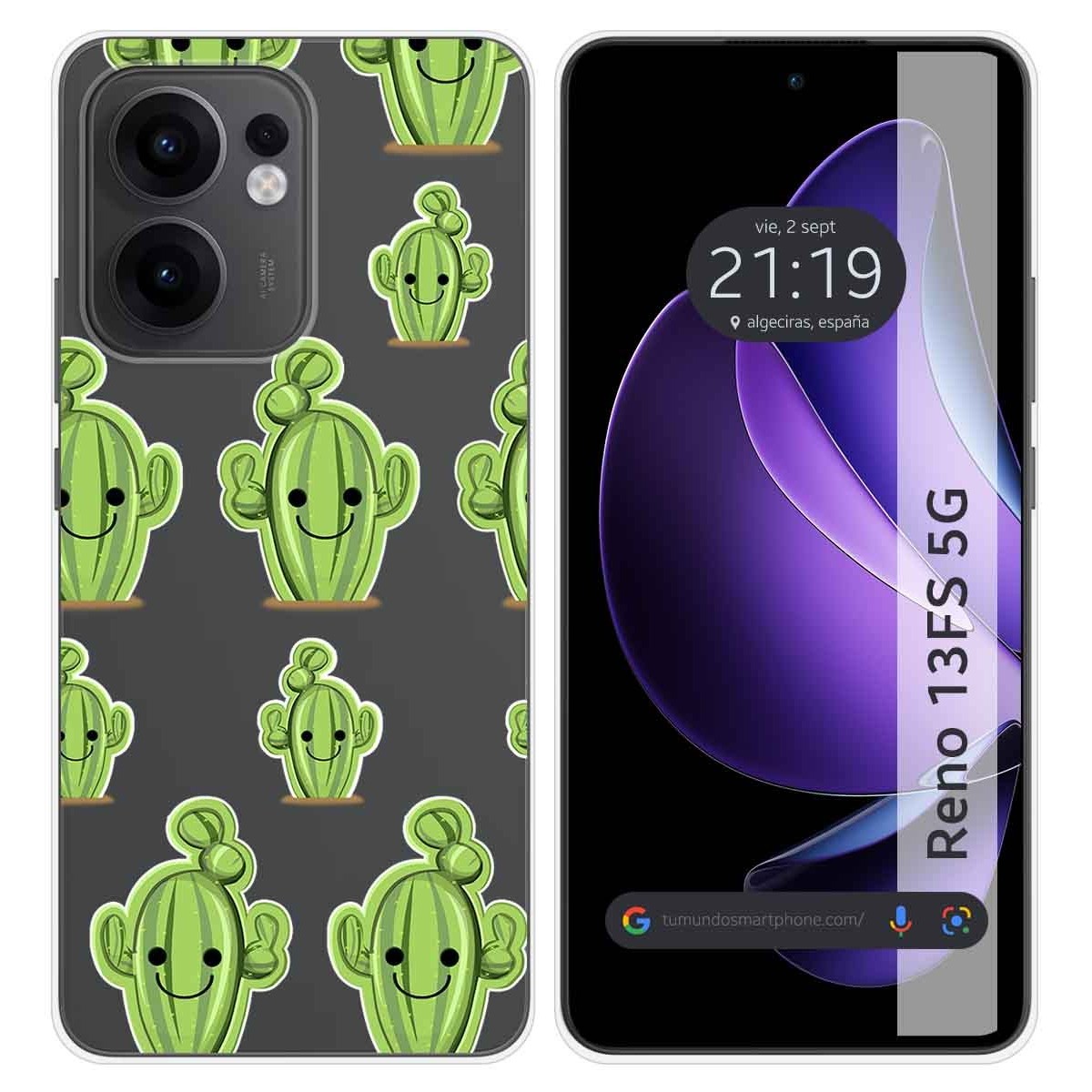 Funda Silicona Transparente para Oppo Reno 13FS 4G / 13 FS 5G diseño Cactus Dibujos