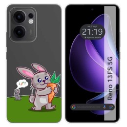 Funda Silicona Transparente para Oppo Reno 13FS 4G / 13 FS 5G diseño Conejo Dibujos
