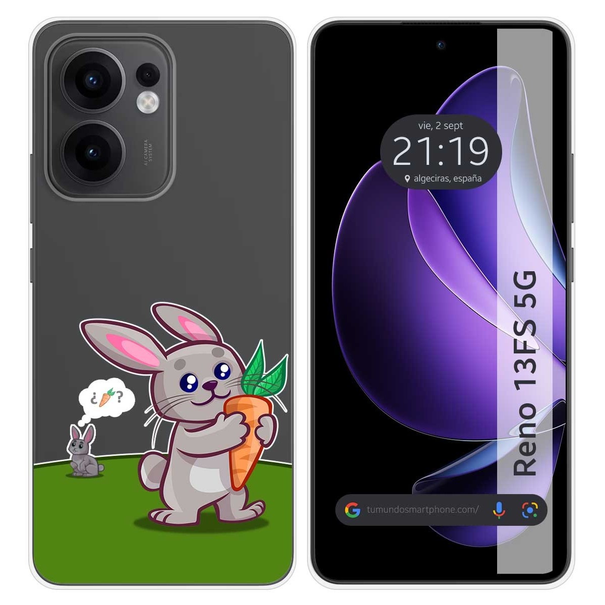 Funda Silicona Transparente para Oppo Reno 13FS 4G / 13 FS 5G diseño Conejo Dibujos