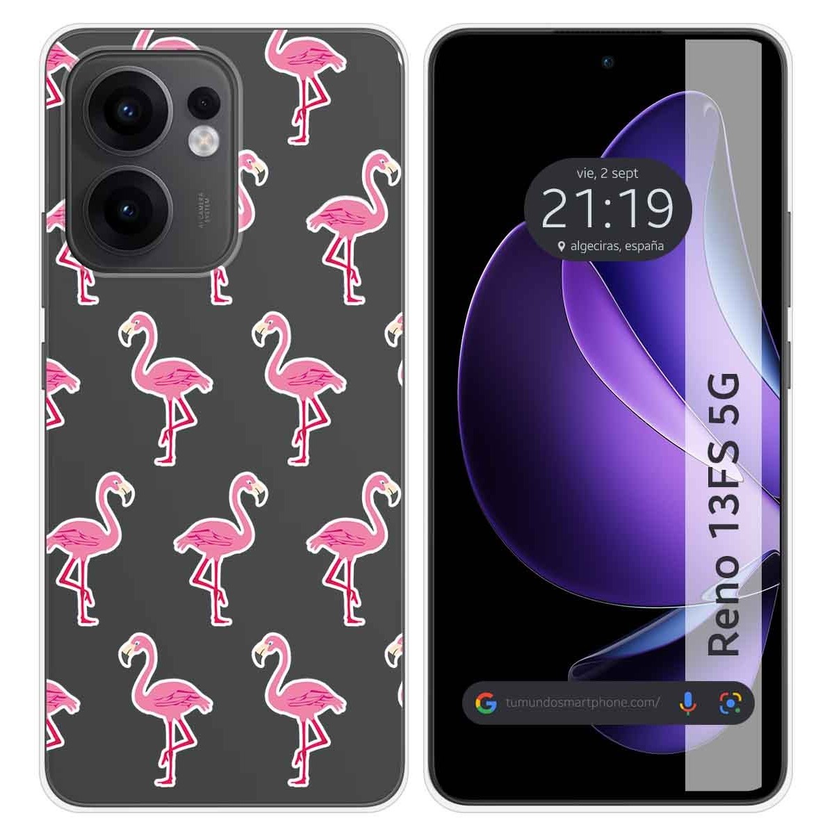 Funda Silicona Transparente para Oppo Reno 13FS 4G / 13 FS 5G diseño Flamenco Dibujos