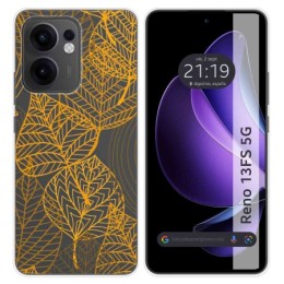 Funda Silicona Transparente para Oppo Reno 13FS 4G / 13 FS 5G diseño Hojas Dibujos