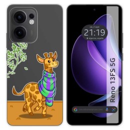 Funda Silicona Transparente para Oppo Reno 13FS 4G / 13 FS 5G diseño Jirafa Dibujos