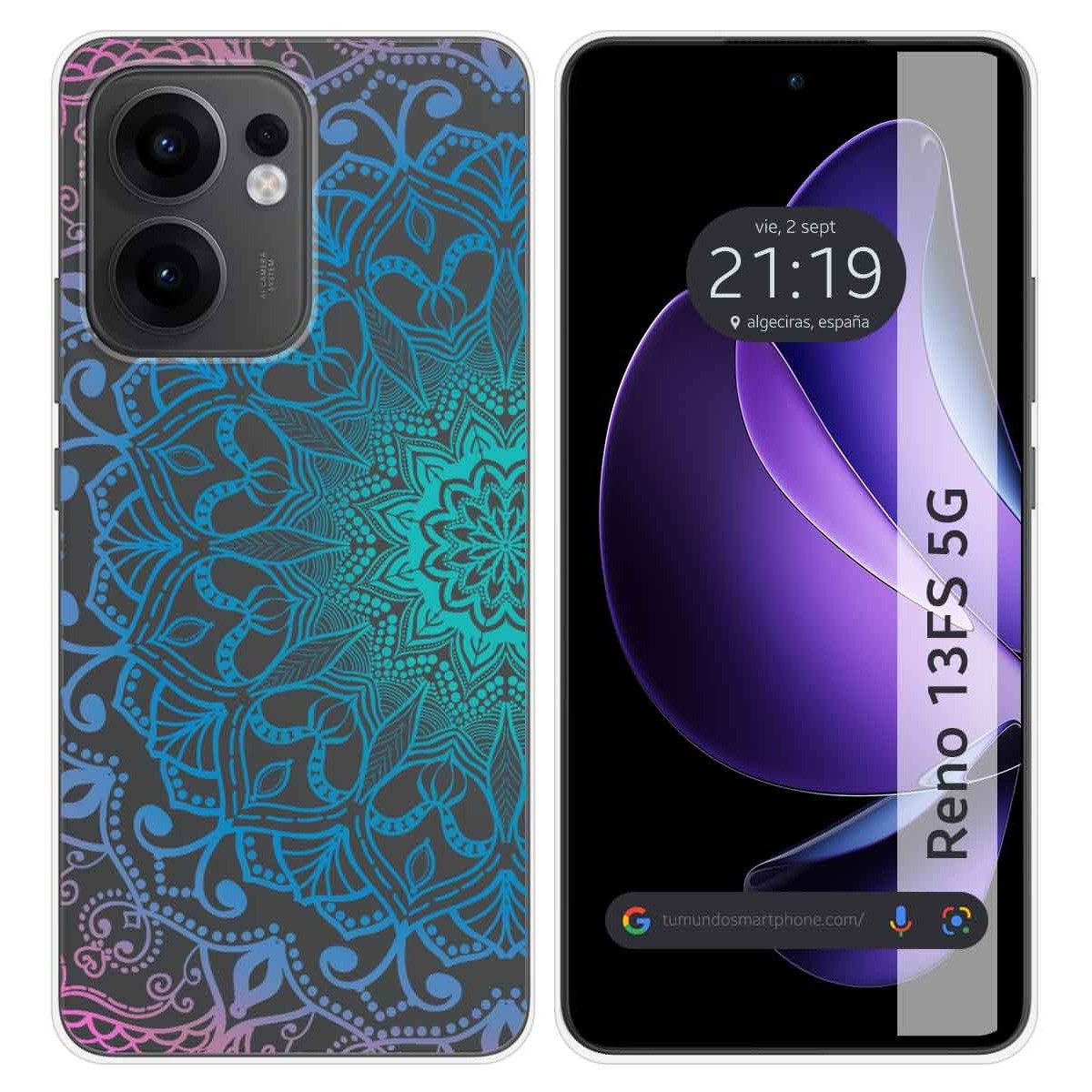 Funda Silicona Transparente para Oppo Reno 13FS 4G / 13 FS 5G diseño Mandala Dibujos