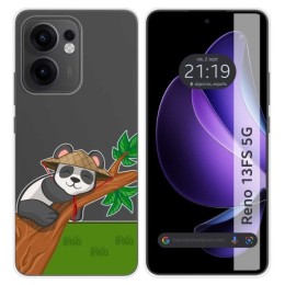 Funda Silicona Transparente para Oppo Reno 13FS 4G / 13 FS 5G diseño Panda Dibujos