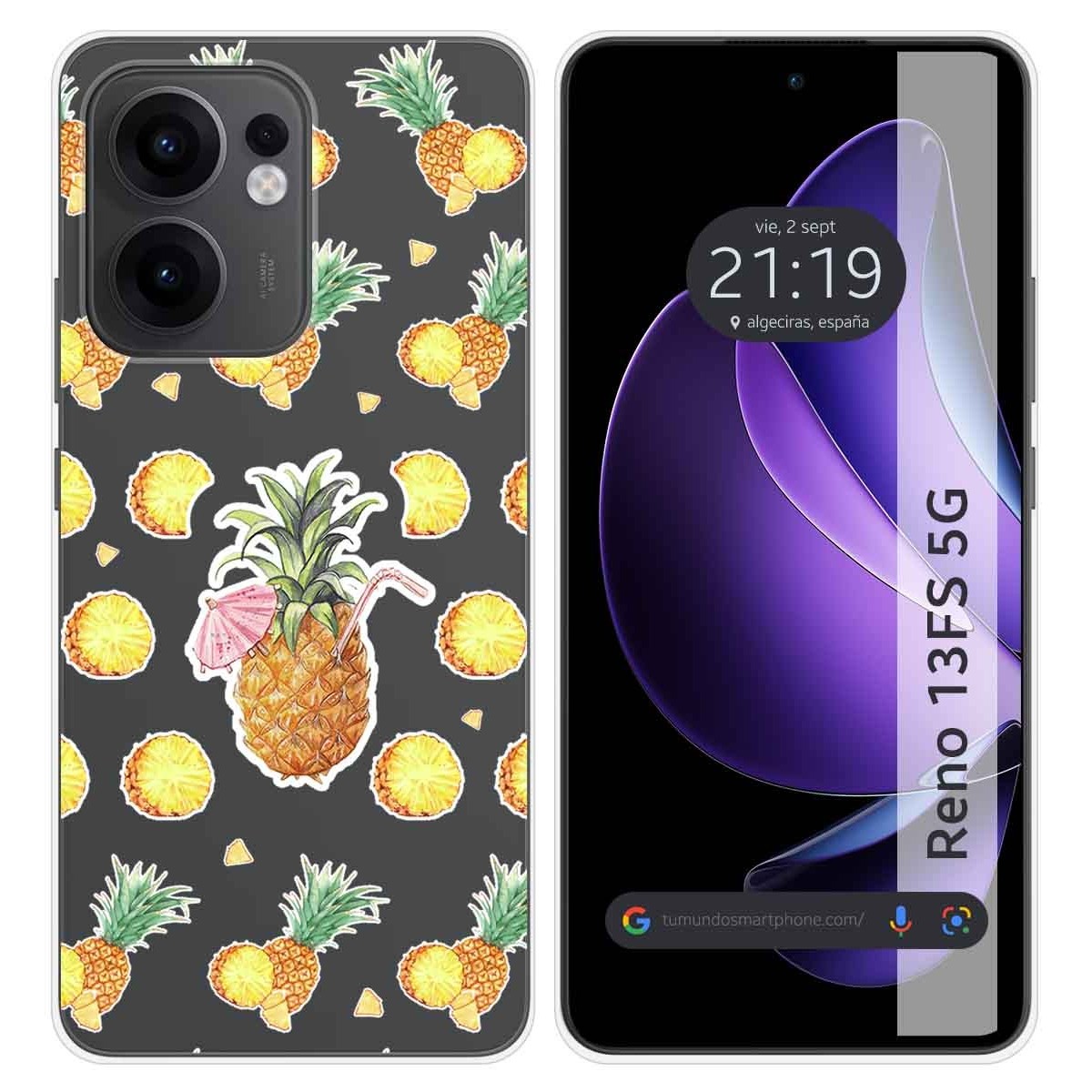 Funda Silicona Transparente para Oppo Reno 13FS 4G / 13 FS 5G diseño Piña Dibujos