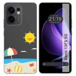 Funda Silicona Transparente para Oppo Reno 13FS 4G / 13 FS 5G diseño Playa Dibujos
