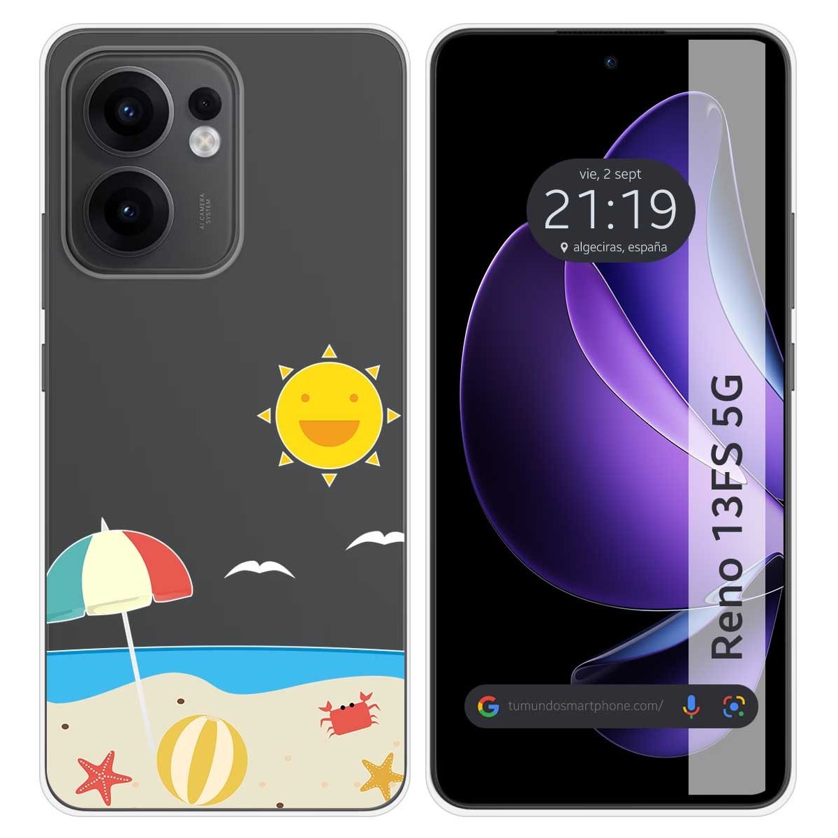 Funda Silicona Transparente para Oppo Reno 13FS 4G / 13 FS 5G diseño Playa Dibujos
