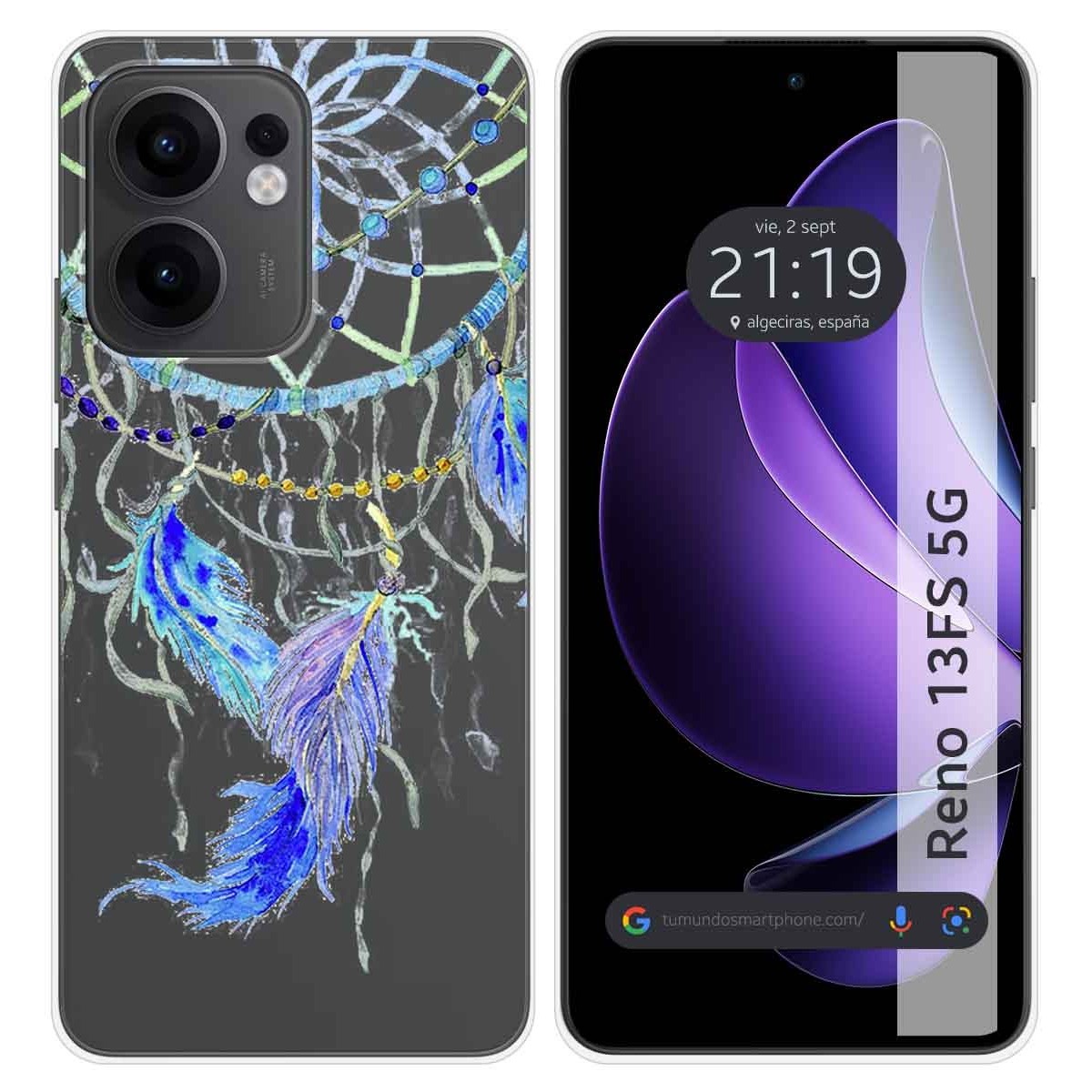 Funda Silicona Transparente para Oppo Reno 13FS 4G / 13 FS 5G diseño Plumas Dibujos