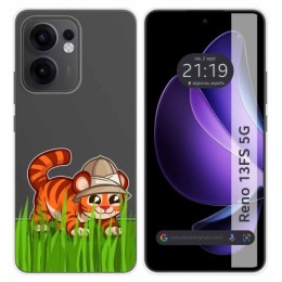 Funda Silicona Transparente para Oppo Reno 13FS 4G / 13 FS 5G diseño Tigre Dibujos