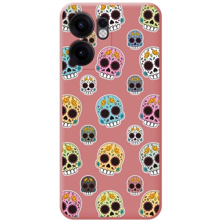Funda Silicona Líquida Rosa para Oppo Reno 13FS 4G / 13 FS 5G diseño Catrina Dibujos