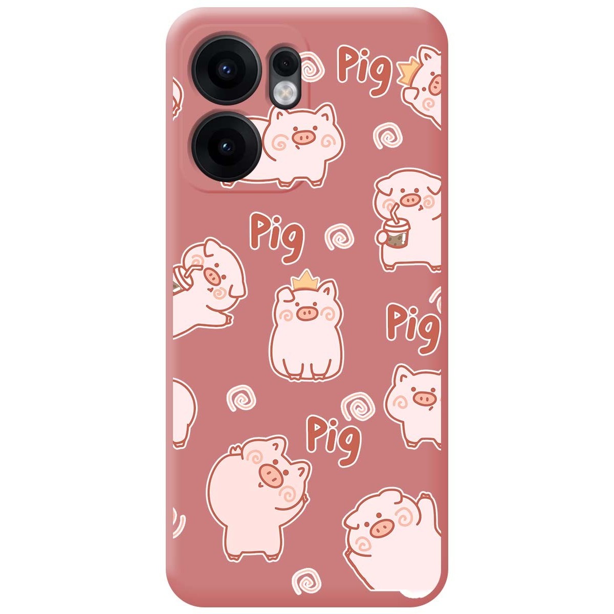 Funda Silicona Líquida Rosa para Oppo Reno 13FS 4G / 13 FS 5G diseño Cerdos Dibujos