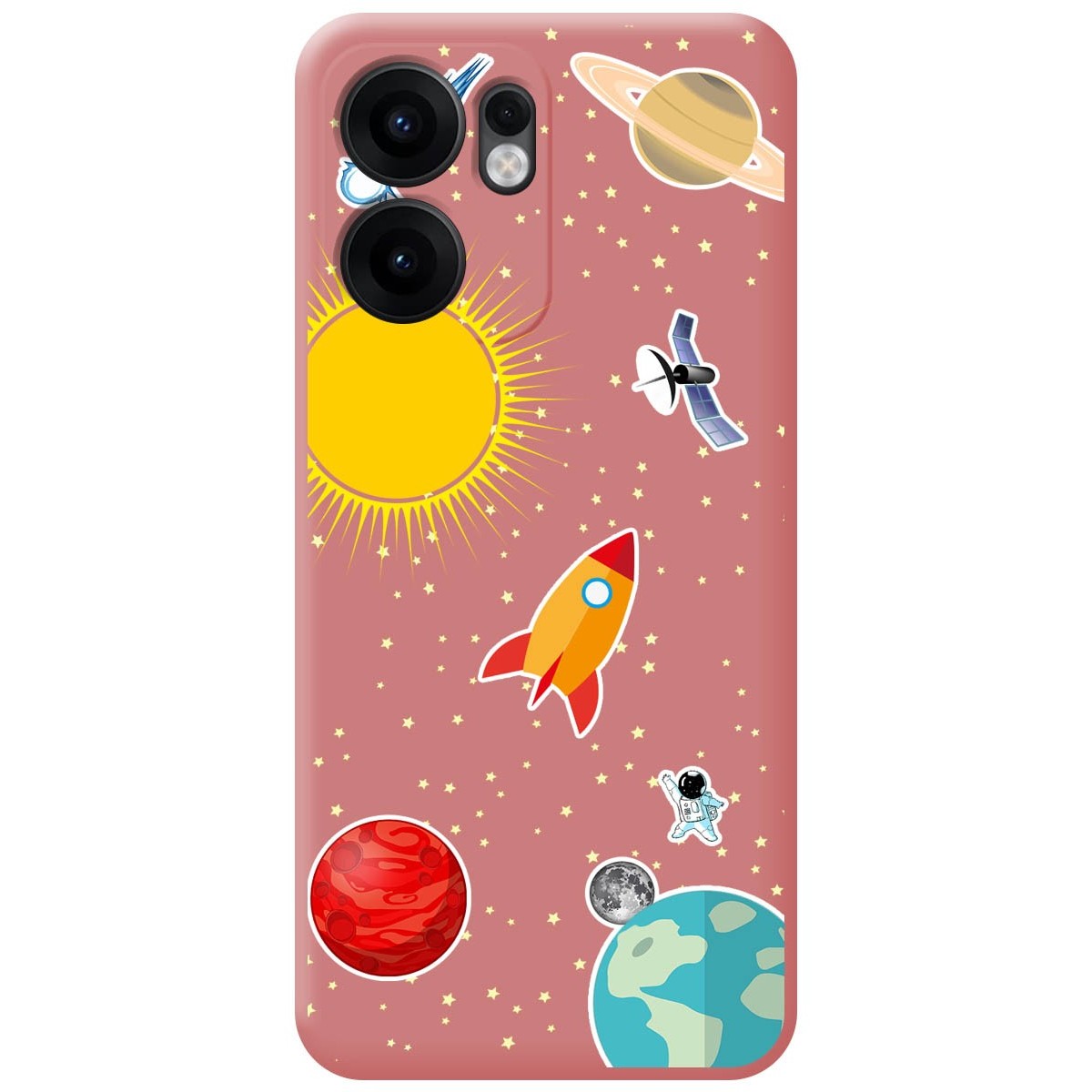 Funda Silicona Líquida Rosa para Oppo Reno 13FS 4G / 13 FS 5G diseño Espacio Dibujos