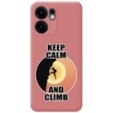 Funda Silicona Líquida Rosa para Oppo Reno 13FS 4G / 13 FS 5G diseño Hombre Escalada Dibujos