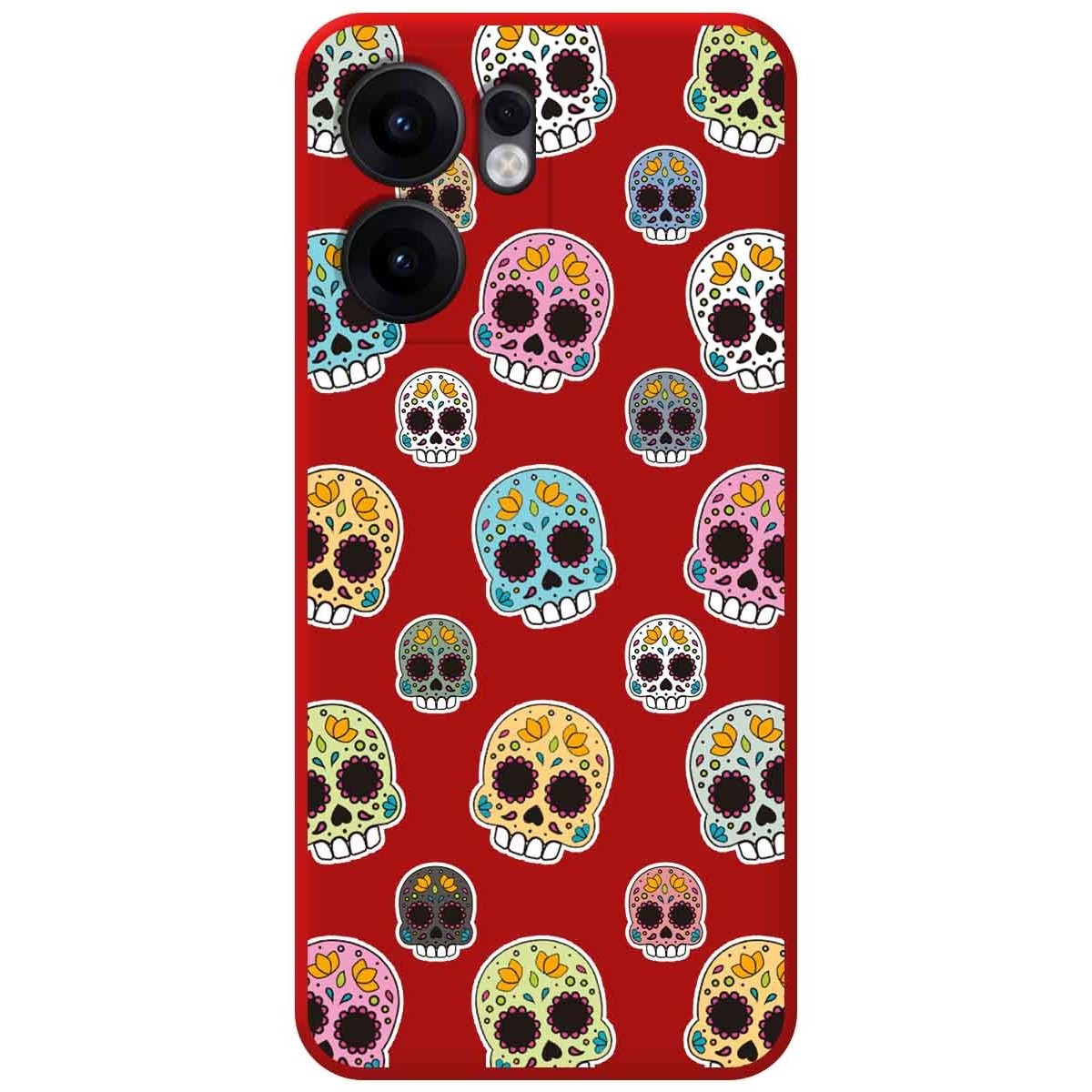 Funda Silicona Líquida Roja para Oppo Reno 13FS 4G / 13 FS 5G diseño Catrina Dibujos