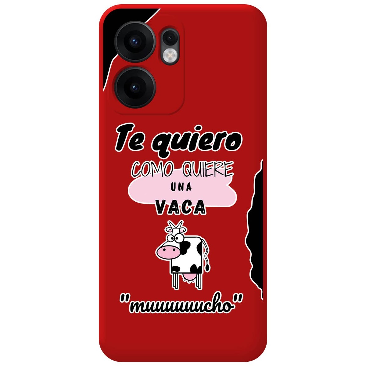 Funda Silicona Líquida Roja para Oppo Reno 13FS 4G / 13 FS 5G diseño Vaca Dibujos