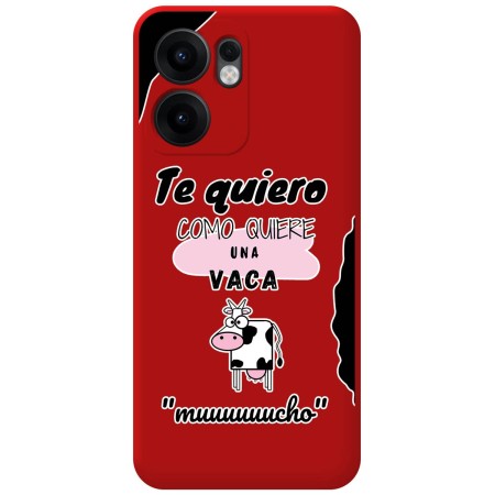 Funda Silicona Líquida Roja para Oppo Reno 13FS 4G / 13 FS 5G diseño Vaca Dibujos
