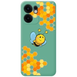 Funda Silicona Líquida Verde para Oppo Reno 13FS 4G / 13 FS 5G diseño Abeja Dibujos