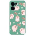 Funda Silicona Líquida Verde para Oppo Reno 13FS 4G / 13 FS 5G diseño Cerdos Dibujos