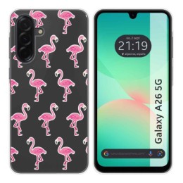Funda Silicona Transparente para Samsung Galaxy A26 5G diseño Flamenco Dibujos