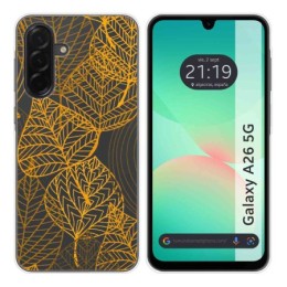 Funda Silicona Transparente para Samsung Galaxy A26 5G diseño Hojas Dibujos
