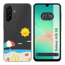 Funda Silicona Transparente para Samsung Galaxy A26 5G diseño Playa Dibujos