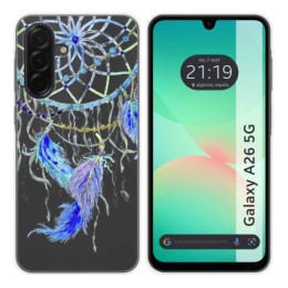 Funda Silicona Transparente para Samsung Galaxy A26 5G diseño Plumas Dibujos